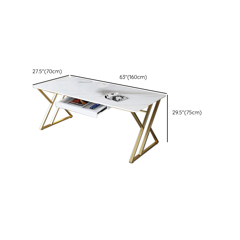 29,25 pollici H Classic Glam Office Desk White RECTALGLY Desk