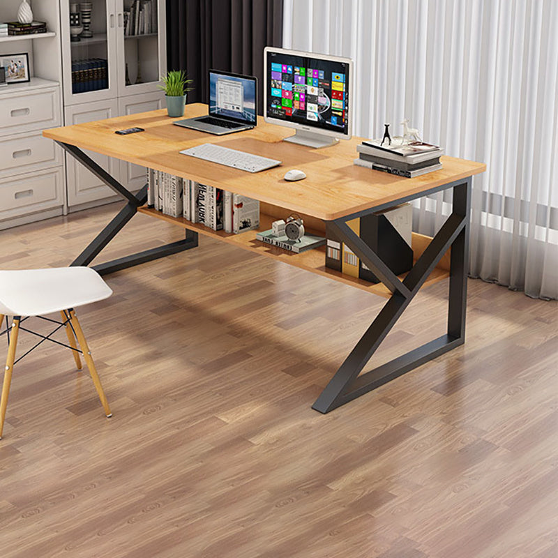 Industrial Curved Computer Desk Sled Office Desk with Storage Shelf Clearhalo 'furn' 'furn_office_desk' 'Furniture' 'Office Desks' 'Office Furniture' 'office_desk' 6521609