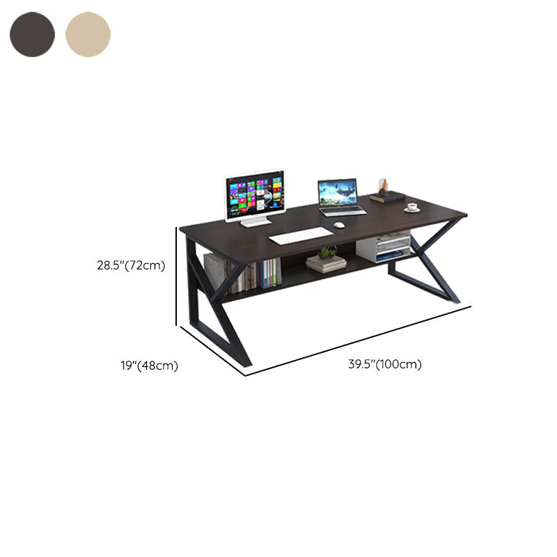 Industrial Curved Computer Desk Sled Office Desk with Storage Shelf Clearhalo 'furn' 'furn_office_desk' 'Furniture' 'Office Desks' 'Office Furniture' 'office_desk' 6521613