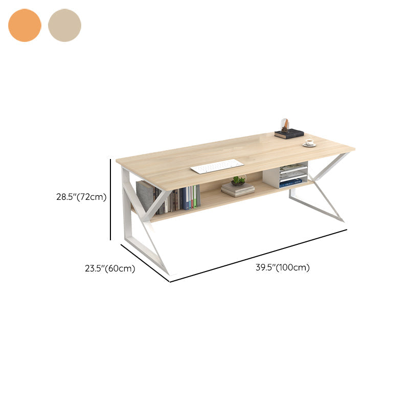 Industrial Curved Computer Desk Sled Office Desk with Storage Shelf Clearhalo 'furn' 'furn_office_desk' 'Furniture' 'Office Desks' 'Office Furniture' 'office_desk' 6521614