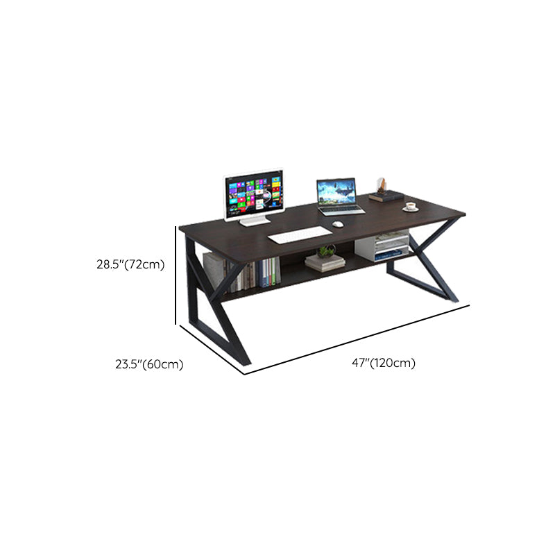 Industrial Curved Computer Desk Sled Office Desk with Storage Shelf Clearhalo 'furn' 'furn_office_desk' 'Furniture' 'Office Desks' 'Office Furniture' 'office_desk' 6521615