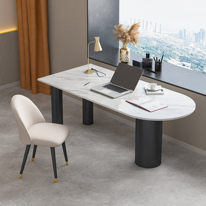 Schiereiland Pedestal Office Desk Glam Writing Desk met metalen benen