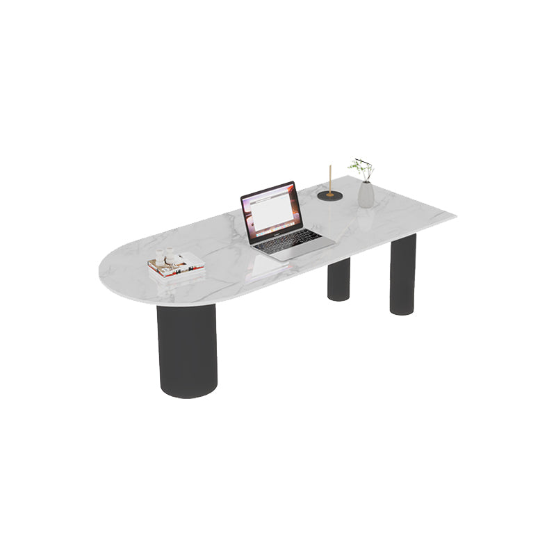 Schiereiland Pedestal Office Desk Glam Writing Desk met metalen benen