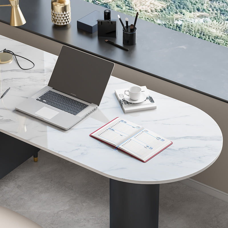 Schiereiland Pedestal Office Desk Glam Writing Desk met metalen benen