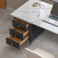 Schiereiland Pedestal Office Desk Glam Writing Desk met metalen benen