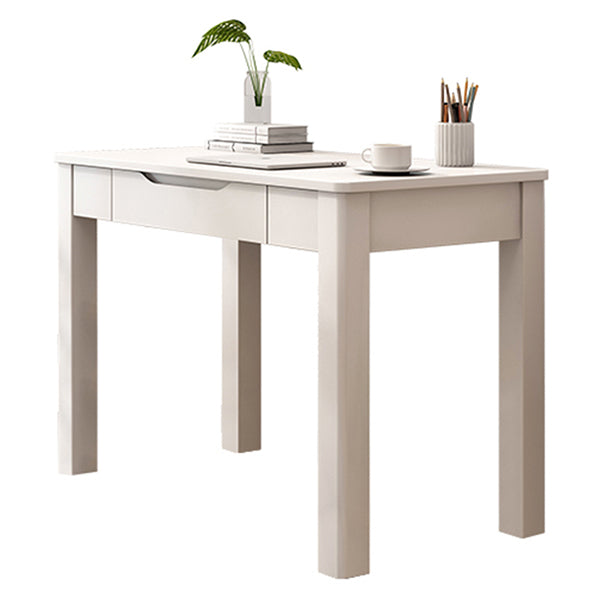 Modern Solid Wood Writing Desk Parsons Base 29.53" Tall Office Desk with Drawer 31.5"L x 21.7"W x 29.5"H White Clearhalo 'furn' 'furn_office_desk' 'Furniture' 'Office Desks' 'Office Furniture' 'office_desk' 6521790
