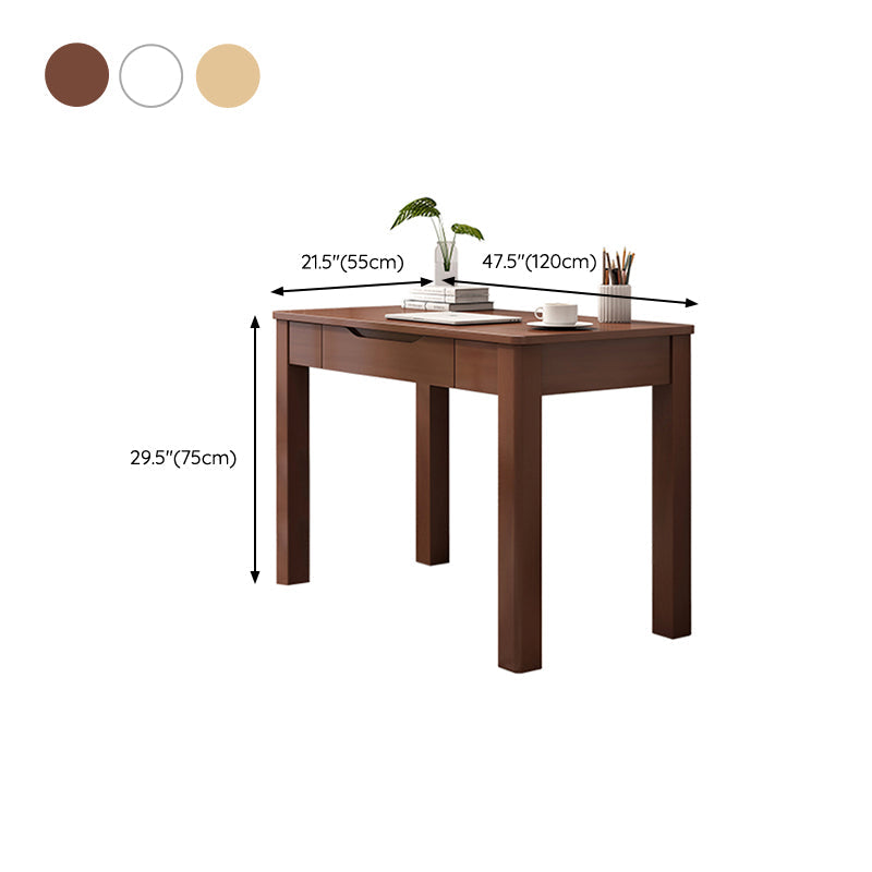 Modern Solid Wood Writing Desk Parsons Base 29.53" Tall Office Desk with Drawer Clearhalo 'furn' 'furn_office_desk' 'Furniture' 'Office Desks' 'Office Furniture' 'office_desk' 6521800