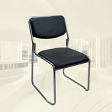 No Wheels Armless Conference Chair Faux Leather Back Office Silla