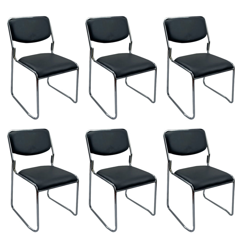 No Wheels Armless Conference Chair Faux Leather Low Back Office Chair 6 Piece Set Clearhalo 'furn' 'furn_office_chair' 'Furniture' 'Office Chairs' 'Office Furniture' 'office_chair' 6522324
