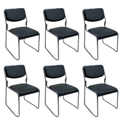 No Wheels Armless Conference Chair Faux Leather Low Back Office Chair 6 Piece Set Clearhalo 'furn' 'furn_office_chair' 'Furniture' 'Office Chairs' 'Office Furniture' 'office_chair' 6522324