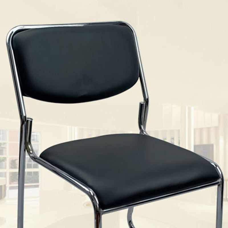 No Wheels Armless Conference Chair Faux Leather Low Back Office Chair Clearhalo 'furn' 'furn_office_chair' 'Furniture' 'Office Chairs' 'Office Furniture' 'office_chair' 6522330