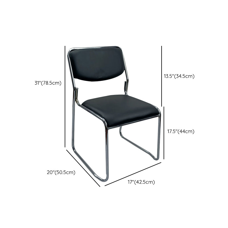 No Wheels Armless Conference Chair Faux Leather Low Back Office Chair Clearhalo 'furn' 'furn_office_chair' 'Furniture' 'Office Chairs' 'Office Furniture' 'office_chair' 6522332