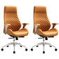 Modern Desk Chair Leather Computer Chair High/Mid Back Chair with Wheels/No Wheels Brown 2 Piece Set Clearhalo 'furn' 'furn_office_chair' 'Furniture' 'Office Chairs' 'Office Furniture' 'office_chair' 6522362