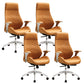 Modern Desk Chair Leather Computer Chair High/Mid Back Chair with Wheels/No Wheels Brown 4 Piece Set Clearhalo 'furn' 'furn_office_chair' 'Furniture' 'Office Chairs' 'Office Furniture' 'office_chair' 6522365