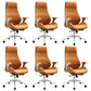 Modern Desk Chair Leather Computer Chair High/Mid Back Chair with Wheels/No Wheels Brown 6 Piece Set Clearhalo 'furn' 'furn_office_chair' 'Furniture' 'Office Chairs' 'Office Furniture' 'office_chair' 6522367