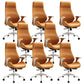 Modern Desk Chair Leather Computer Chair High/Mid Back Chair with Wheels/No Wheels Brown 8 Piece Set Clearhalo 'furn' 'furn_office_chair' 'Furniture' 'Office Chairs' 'Office Furniture' 'office_chair' 6522369