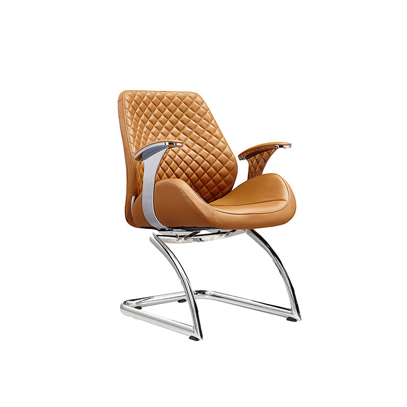 Modern Desk Chair Leather Computer Chair High/Mid Back Chair with Wheels/No Wheels Dark Brown 1 Piece Clearhalo 'furn' 'furn_office_chair' 'Furniture' 'Office Chairs' 'Office Furniture' 'office_chair' 6522375