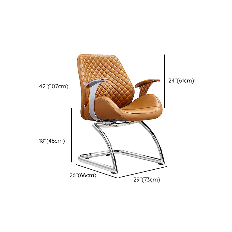 Modern Desk Chair Leather Computer Chair High/Mid Back Chair with Wheels/No Wheels Clearhalo 'furn' 'furn_office_chair' 'Furniture' 'Office Chairs' 'Office Furniture' 'office_chair' 6522382