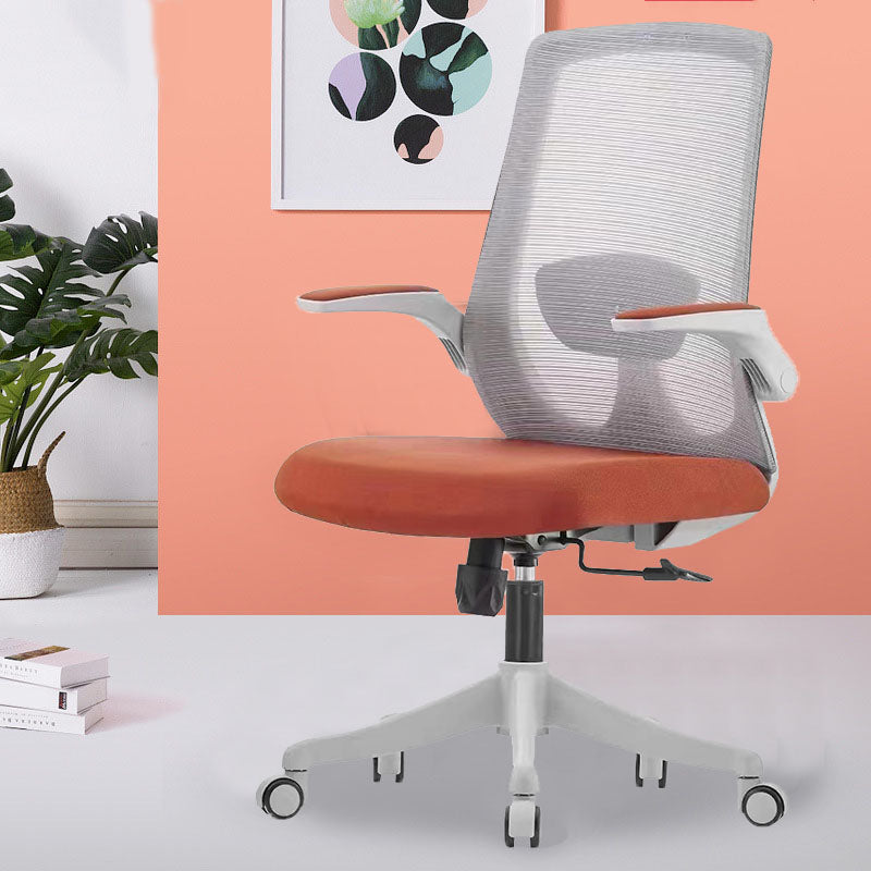 Contemporary Breathable Air Grid Chair Microfiber Desk Mid Back Chair Orange 1 Piece Clearhalo 'furn' 'furn_office_chair' 'Furniture' 'Office Chairs' 'Office Furniture' 'office_chair' 6522403
