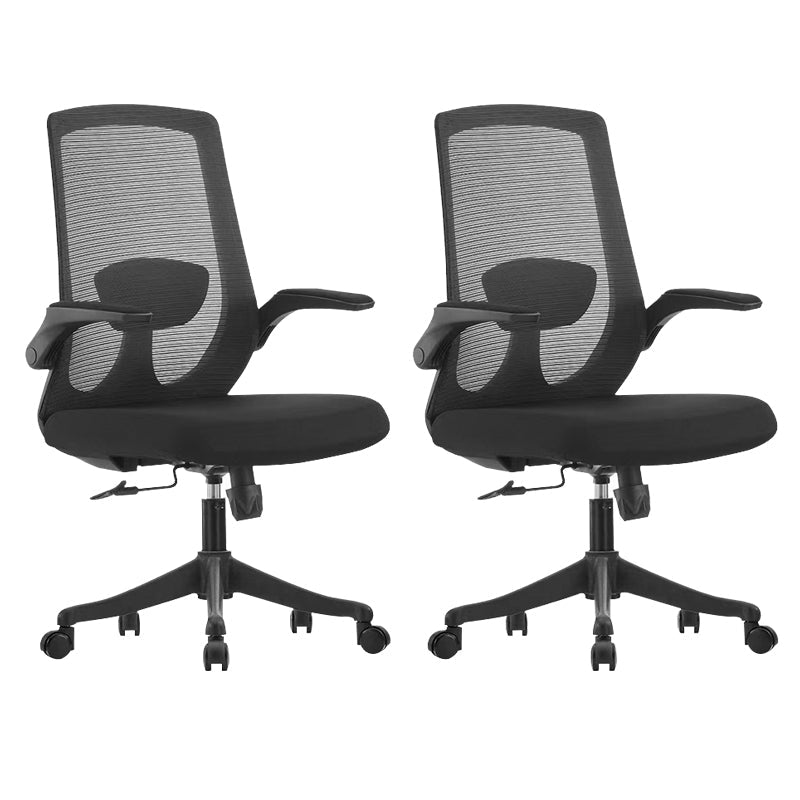 Contemporary Breathable Air Grid Chair Microfiber Desk Mid Back Chair Black 2 Piece Set Clearhalo 'furn' 'furn_office_chair' 'Furniture' 'Office Chairs' 'Office Furniture' 'office_chair' 6522406