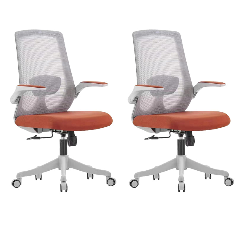 Contemporary Breathable Air Grid Chair Microfiber Desk Mid Back Chair Orange 2 Piece Set Clearhalo 'furn' 'furn_office_chair' 'Furniture' 'Office Chairs' 'Office Furniture' 'office_chair' 6522415
