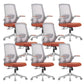Contemporary Breathable Air Grid Chair Microfiber Desk Mid Back Chair Orange 8 Piece Set Clearhalo 'furn' 'furn_office_chair' 'Furniture' 'Office Chairs' 'Office Furniture' 'office_chair' 6522418
