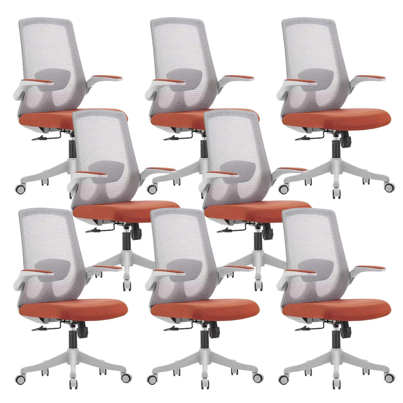 Contemporary Breathable Air Grid Chair Microfiber Desk Mid Back Chair Orange 8 Piece Set Clearhalo 'furn' 'furn_office_chair' 'Furniture' 'Office Chairs' 'Office Furniture' 'office_chair' 6522418
