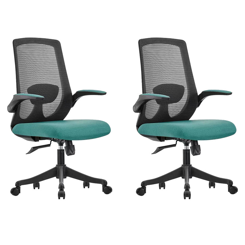 Contemporary Breathable Air Grid Chair Microfiber Desk Mid Back Chair Green 2 Piece Set Clearhalo 'furn' 'furn_office_chair' 'Furniture' 'Office Chairs' 'Office Furniture' 'office_chair' 6522420