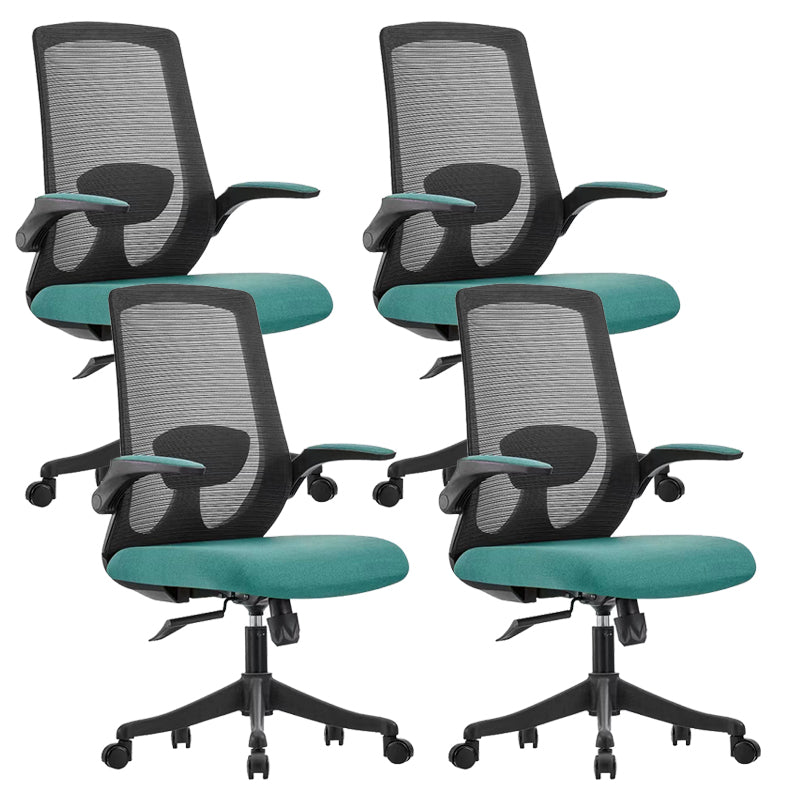 Contemporary Breathable Air Grid Chair Microfiber Desk Mid Back Chair Green 4 Piece Set Clearhalo 'furn' 'furn_office_chair' 'Furniture' 'Office Chairs' 'Office Furniture' 'office_chair' 6522421