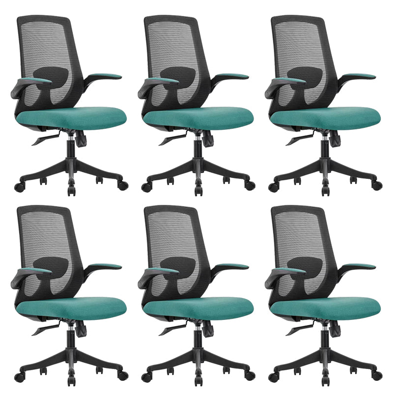 Contemporary Breathable Air Grid Chair Microfiber Desk Mid Back Chair Green 6 Piece Set Clearhalo 'furn' 'furn_office_chair' 'Furniture' 'Office Chairs' 'Office Furniture' 'office_chair' 6522422