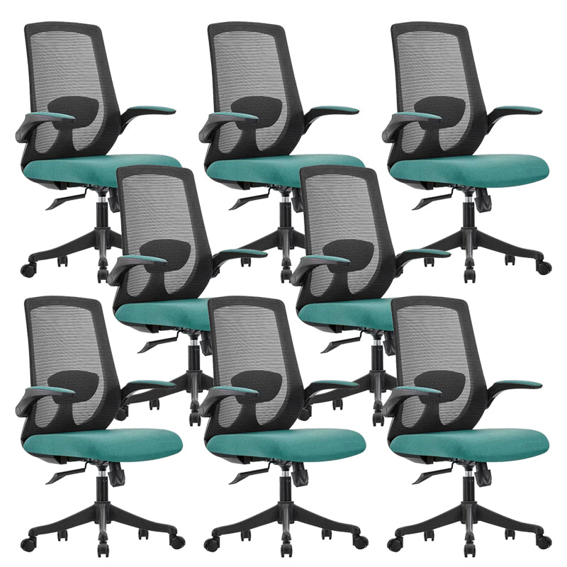 Contemporary Breathable Air Grid Chair Microfiber Desk Mid Back Chair Green 8 Piece Set Clearhalo 'furn' 'furn_office_chair' 'Furniture' 'Office Chairs' 'Office Furniture' 'office_chair' 6522423