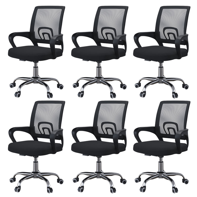 Contemporary Desk Chair Swivel Breathable Air Grid Office Chair 6 Piece Set Latex Black Clearhalo 'furn' 'furn_office_chair' 'Furniture' 'Office Chairs' 'Office Furniture' 'office_chair' 6522467