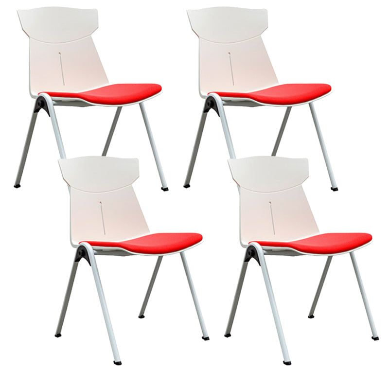 Modern Armless Chair Mid-Back Mesh Desk Chair in Black/Green/Orange/Blue/Red Red 4 Piece Set Clearhalo 'furn' 'furn_office_chair' 'Furniture' 'Office Chairs' 'Office Furniture' 'office_chair' 6522574