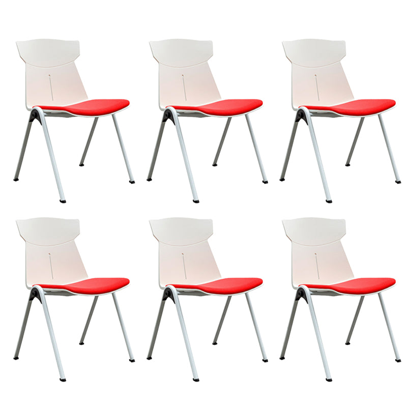Modern Armless Chair Mid-Back Mesh Desk Chair in Black/Green/Orange/Blue/Red Red 6 Piece Set Clearhalo 'furn' 'furn_office_chair' 'Furniture' 'Office Chairs' 'Office Furniture' 'office_chair' 6522576