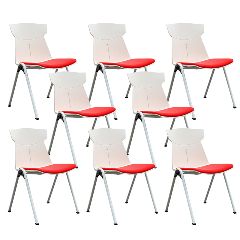 Modern Armless Chair Mid-Back Mesh Desk Chair in Black/Green/Orange/Blue/Red Red 8 Piece Set Clearhalo 'furn' 'furn_office_chair' 'Furniture' 'Office Chairs' 'Office Furniture' 'office_chair' 6522577