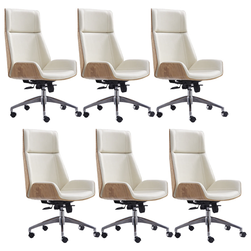 Height-adjustable Managers Chair Modern Executive Chair for Office White 6 Piece Set Clearhalo 'furn' 'furn_office_chair' 'Furniture' 'Office Chairs' 'Office Furniture' 'office_chair' 6522637