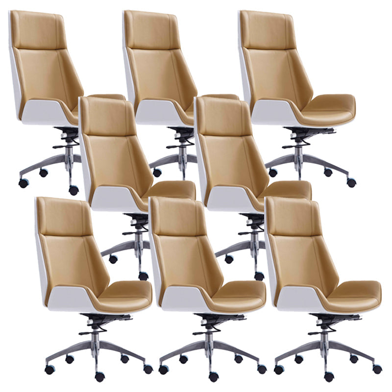 Height-adjustable Managers Chair Modern Executive Chair for Office Khaki 8 Piece Set Clearhalo 'furn' 'furn_office_chair' 'Furniture' 'Office Chairs' 'Office Furniture' 'office_chair' 6522643