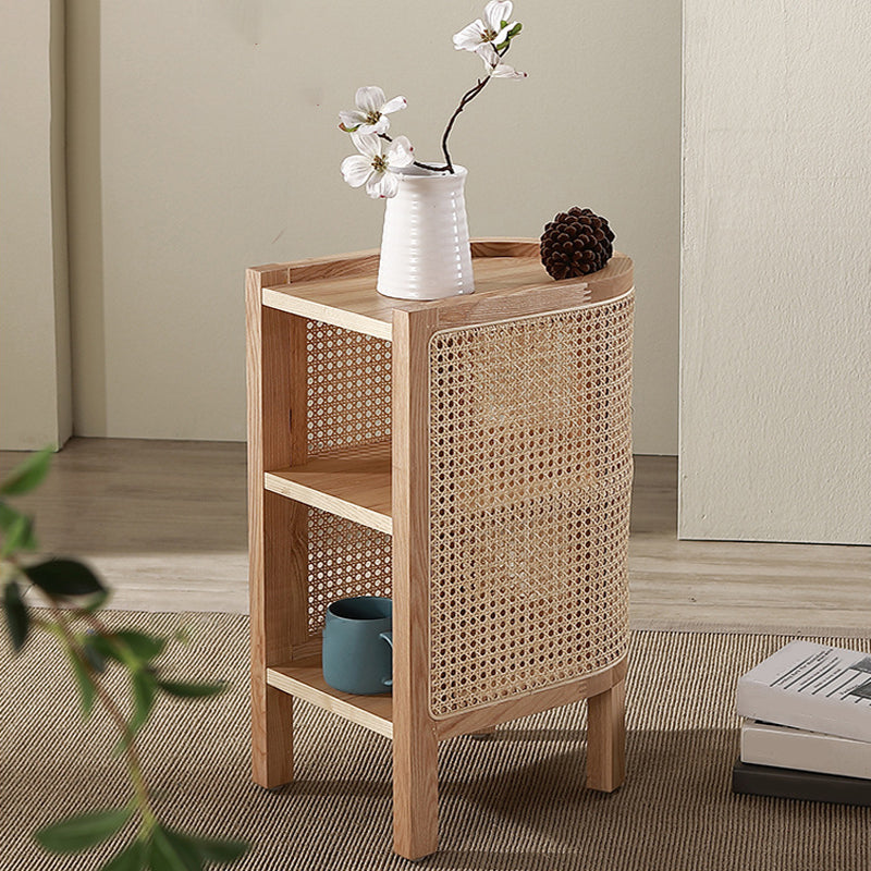 15" Wide Side Table 4 Legs Solid Wood Accent Side Table with Storage