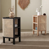 15" Wide Side Table 4 Legs Solid Wood Accent Side Table with Storage