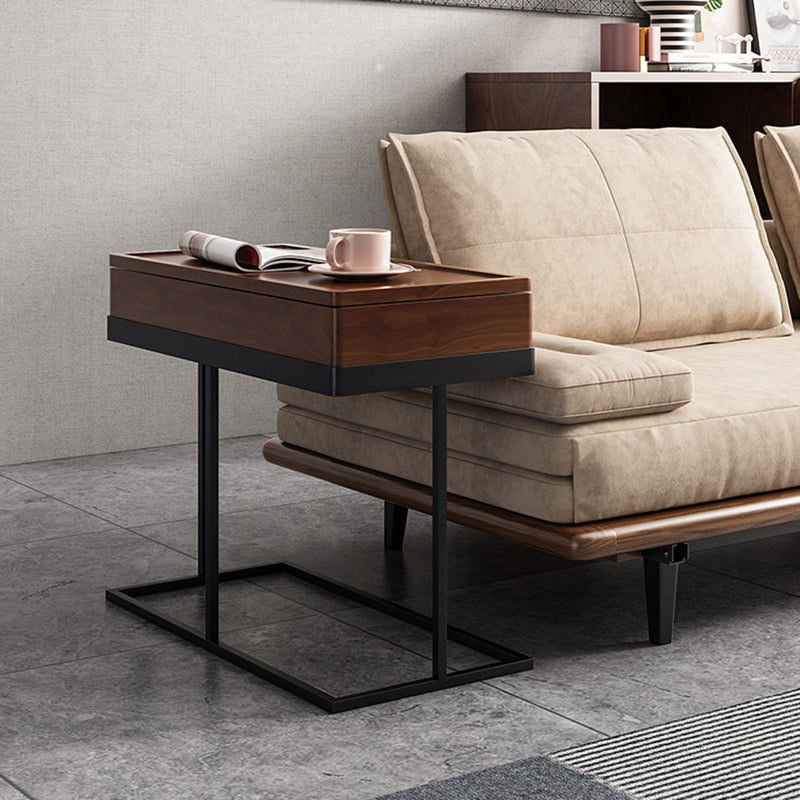 Modernistic Solid Wood with Storage Rectangular Tray Top Side Table