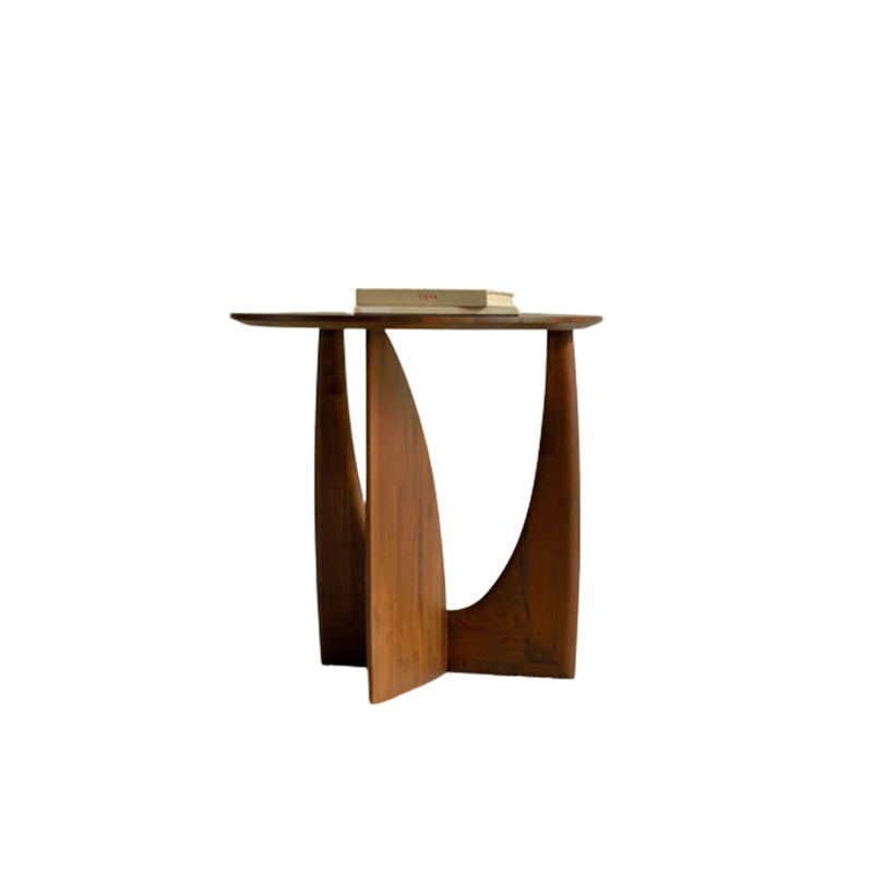 Contemporary Solid Wood Side Table Pedestal Round Living Room Table