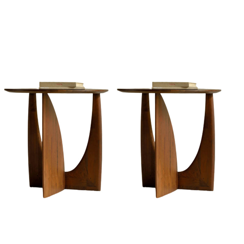 Contemporary Solid Wood Side Table Pedestal Round Living Room Table