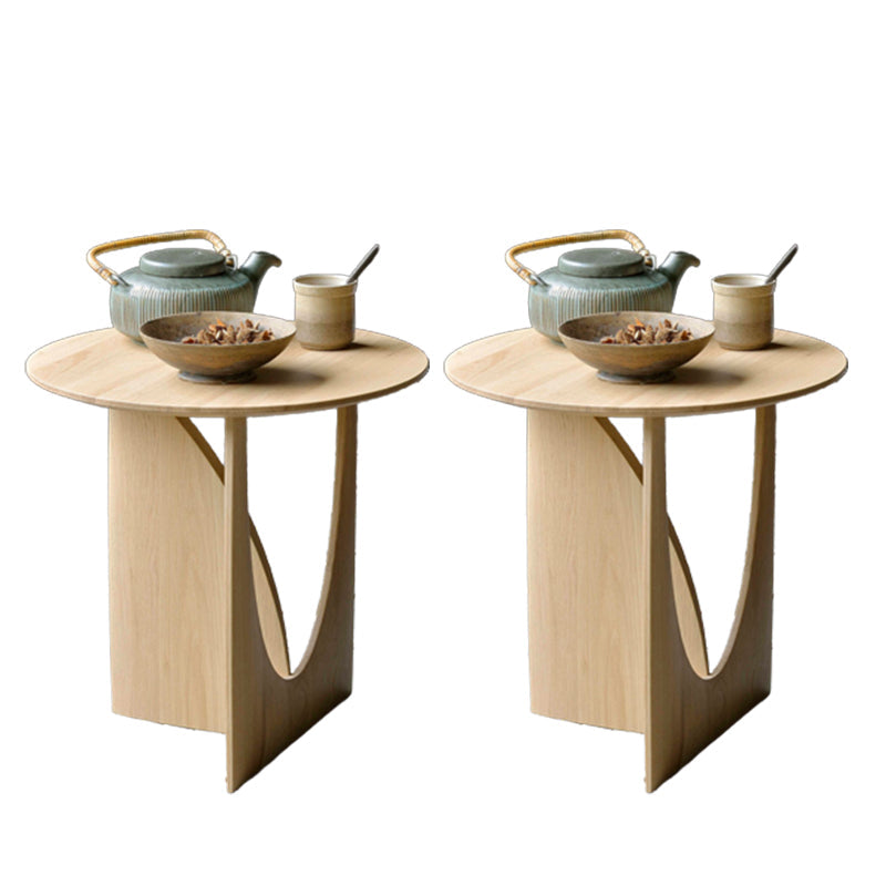 Contemporary Solid Wood Side Table Pedestal Round Living Room Table