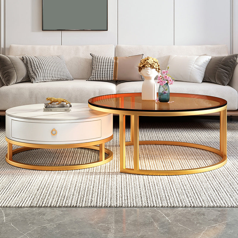 Modern Glass Coffee Cocktail Table Round Nesting Coffee Table Set Clearhalo 'Coffee & Accent Tables' 'Coffee Tables' 'coffee_tables' 'furn' 'furn_coffee_tables' 'Furniture' 'Living Room Furniture' 6522891