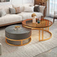 Modern Glass Coffee Cocktail Table Round Nesting Coffee Table Set Gray-Gold Clearhalo 'Coffee & Accent Tables' 'Coffee Tables' 'coffee_tables' 'furn' 'furn_coffee_tables' 'Furniture' 'Living Room Furniture' 6522892