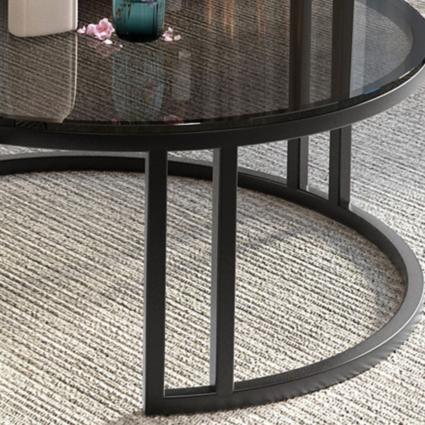 Modern Glass Coffee Cocktail Table Round Nesting Coffee Table Set Clearhalo 'Coffee & Accent Tables' 'Coffee Tables' 'coffee_tables' 'furn' 'furn_coffee_tables' 'Furniture' 'Living Room Furniture' 6522899