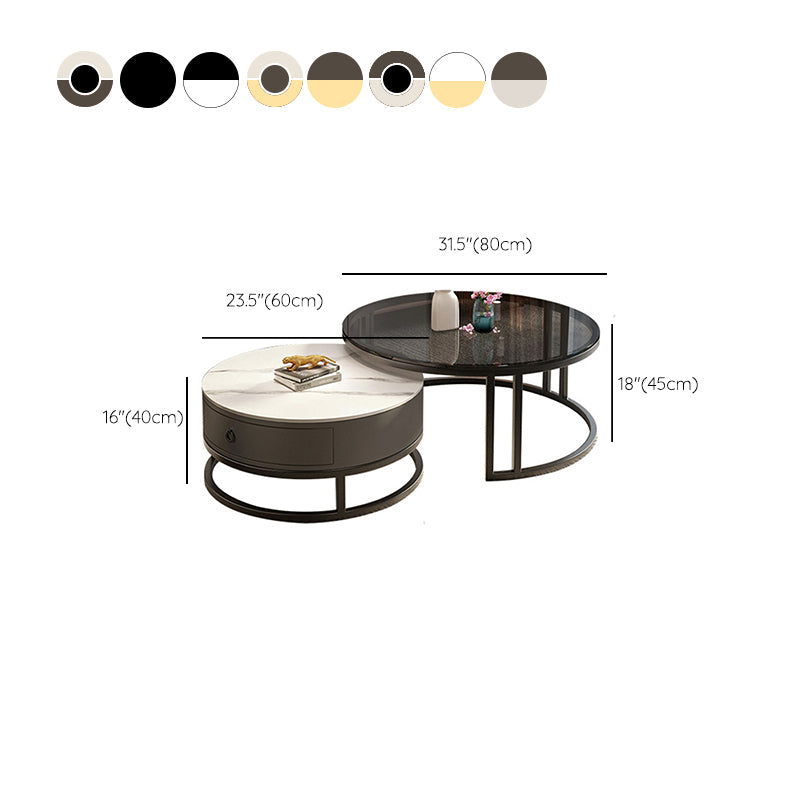 Modern Glass Coffee Cocktail Table Round Nesting Coffee Table Set Clearhalo 'Coffee & Accent Tables' 'Coffee Tables' 'coffee_tables' 'furn' 'furn_coffee_tables' 'Furniture' 'Living Room Furniture' 6522902