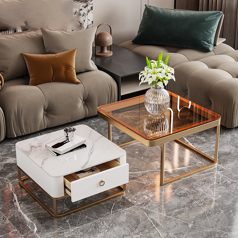 Slate Square End Table Frame Modern Coffee Table with Drawer Clearhalo 'Coffee & Accent Tables' 'Coffee Tables' 'coffee_tables' 'furn' 'furn_coffee_tables' 'Furniture' 'Living Room Furniture' 6522903