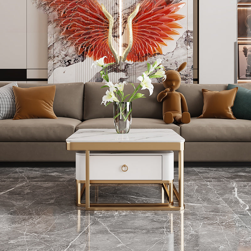 Slate Square End Table Frame Modern Coffee Table with Drawer Clearhalo 'Coffee & Accent Tables' 'Coffee Tables' 'coffee_tables' 'furn' 'furn_coffee_tables' 'Furniture' 'Living Room Furniture' 6522908