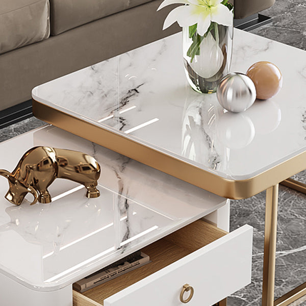 Slate Square End Table Frame Modern Coffee Table with Drawer Clearhalo 'Coffee & Accent Tables' 'Coffee Tables' 'coffee_tables' 'furn' 'furn_coffee_tables' 'Furniture' 'Living Room Furniture' 6522909